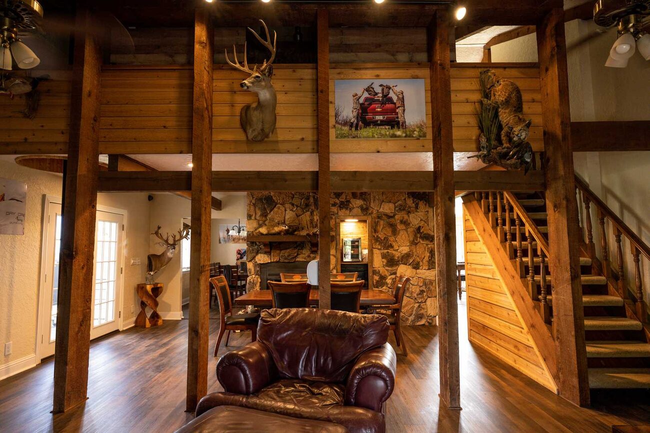 The great room beneath the loft at Pecan Creek